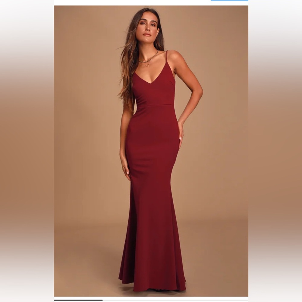 Lulu's Wine Red Spaghetti Strap Maxi Dress
